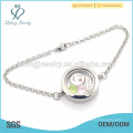 Preço de fábrica 316l jóia da pérola da jóia do aço inoxidável Chain da memória do vidro locket o bracelete, bracelete para o vidro